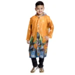 10K SUPREME Printed PVC ( Zip & Pleat ) Kids Raincoat - Orange