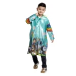 10K SUPREME Printed PVC ( Zip & Pleat ) Kids Raincoat - Light Sea Green