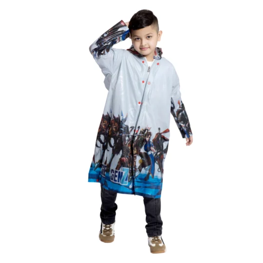 10K SUPREME Printed PVC ( Zip & Pleat ) Kids Raincoat