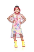 12K. CLEAR PVC With Piping (Bag) Kids Raincoat