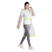 12W CLEAR PVC With Piping Womens Short Raincoat