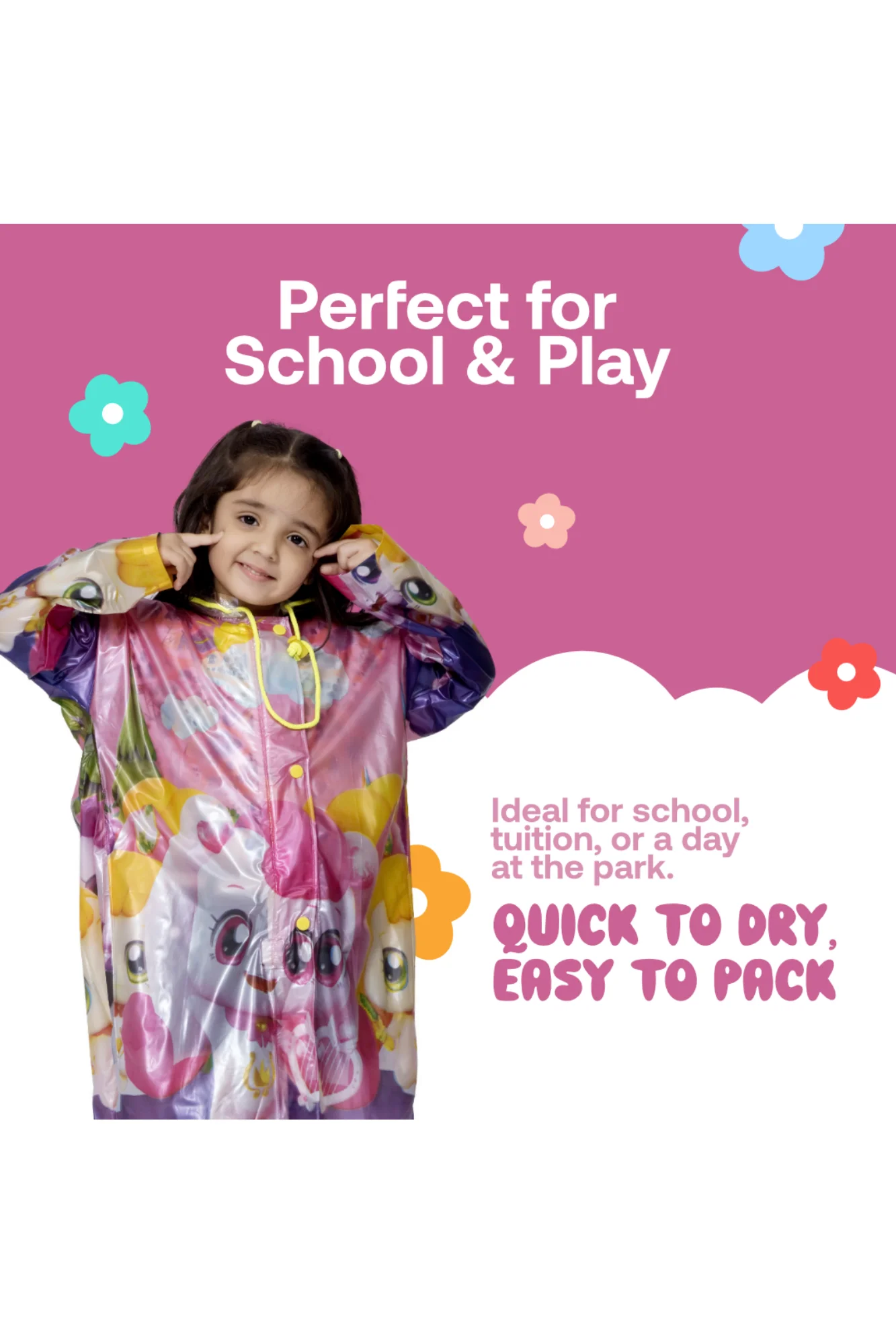 10K SUPREME Printed PVC ( Zip & Pleat ) Kids Raincoat - Image 46