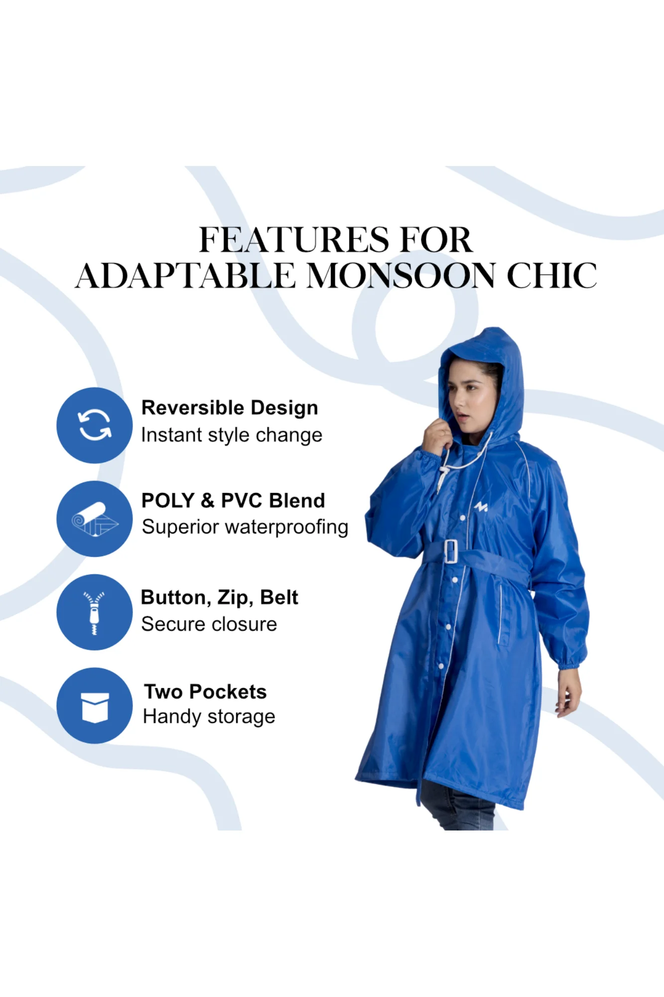 46W FEMINA Reversible Womens Short Raincoat - Image 60