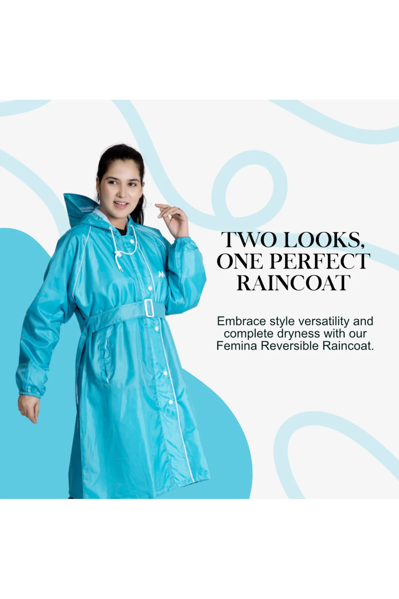 46W FEMINA Reversible Womens Short Raincoat - Image 43
