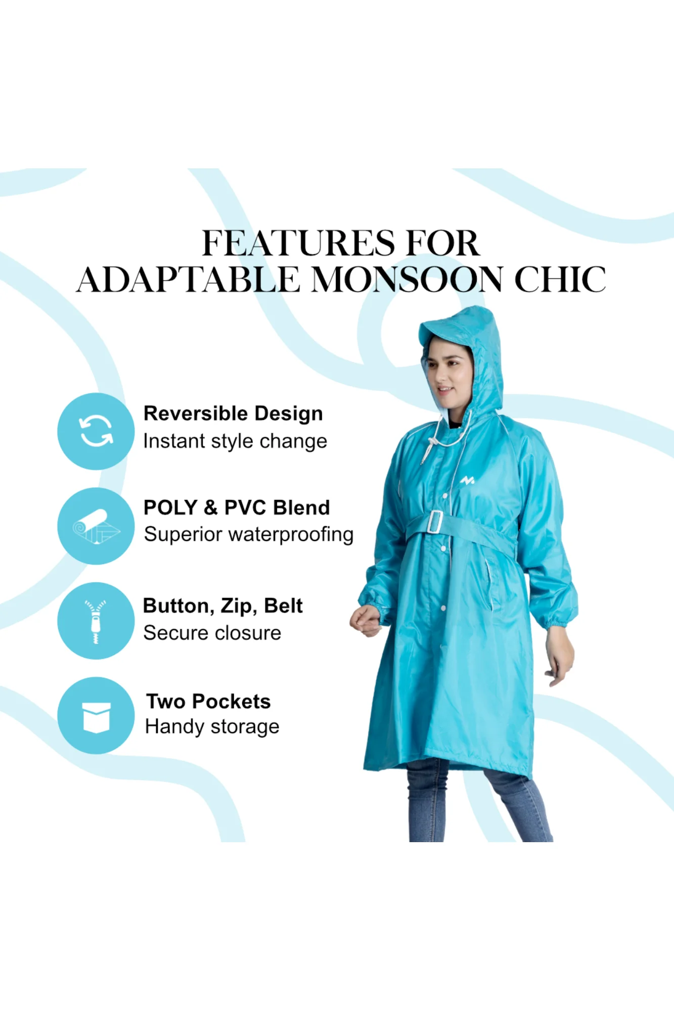 46W FEMINA Reversible Womens Short Raincoat - Image 44
