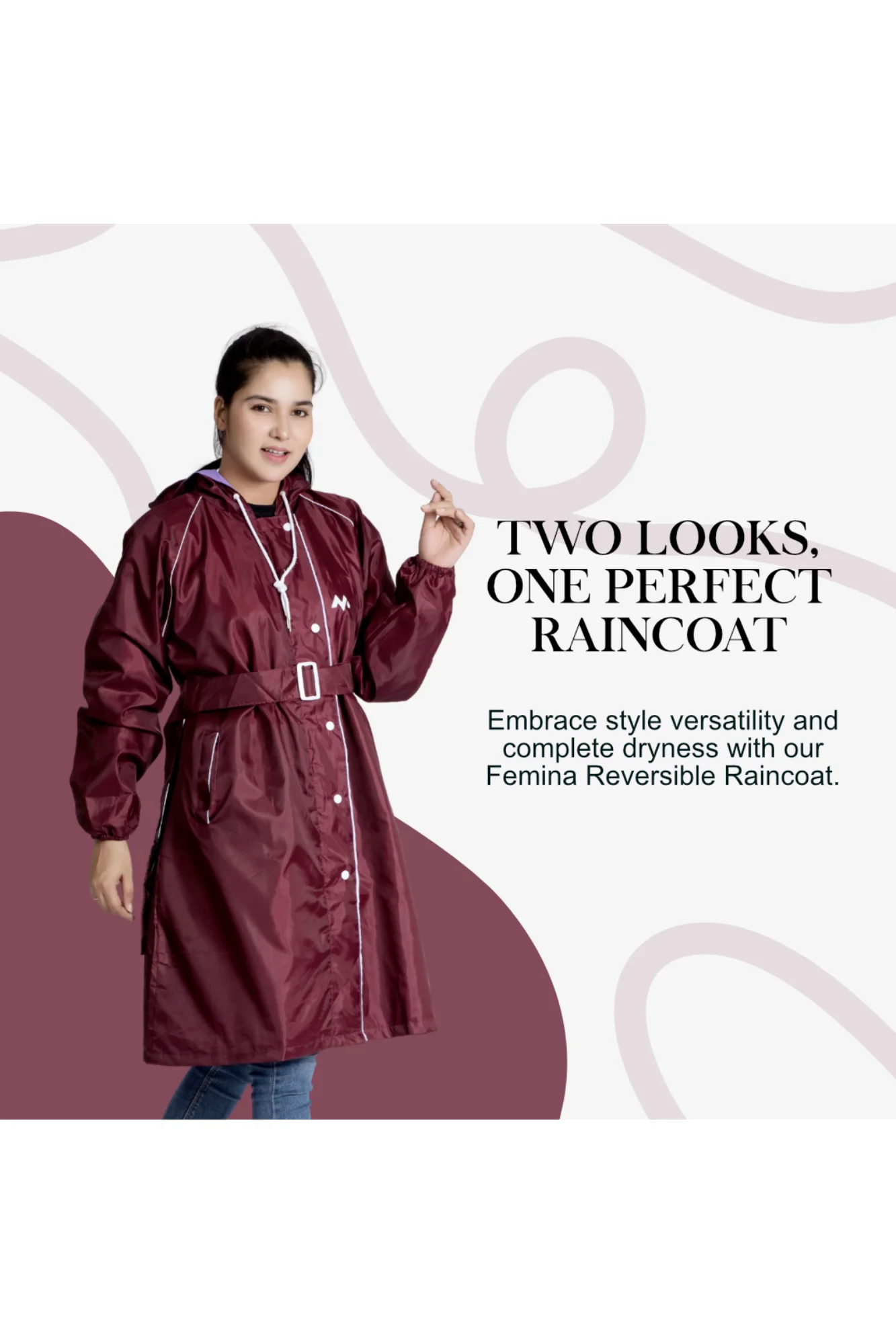 46W FEMINA Reversible Womens Short Raincoat - Image 47