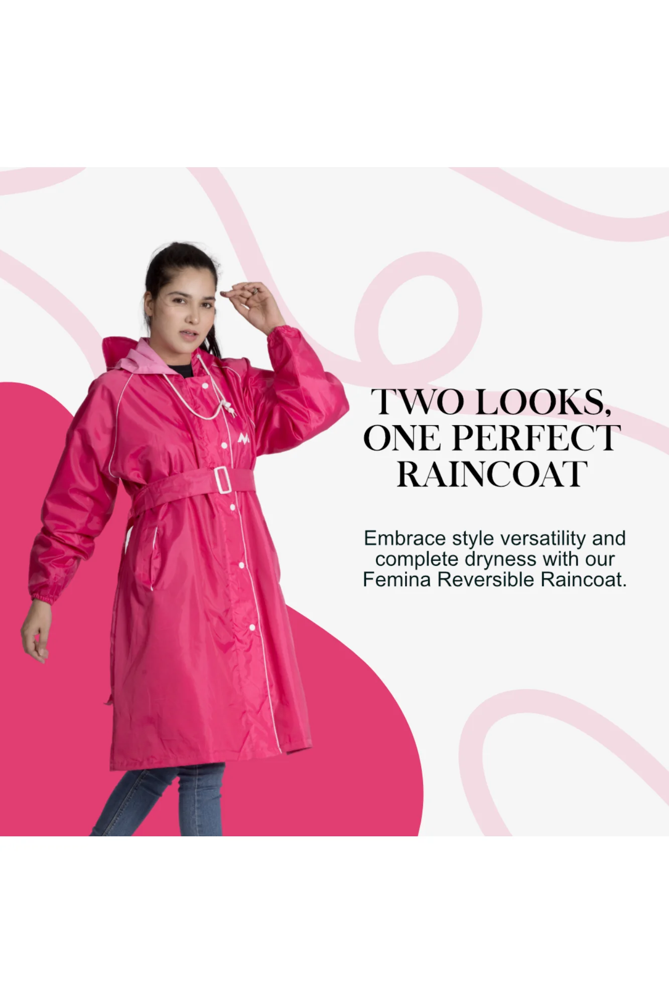 46W FEMINA Reversible Womens Short Raincoat - Image 51
