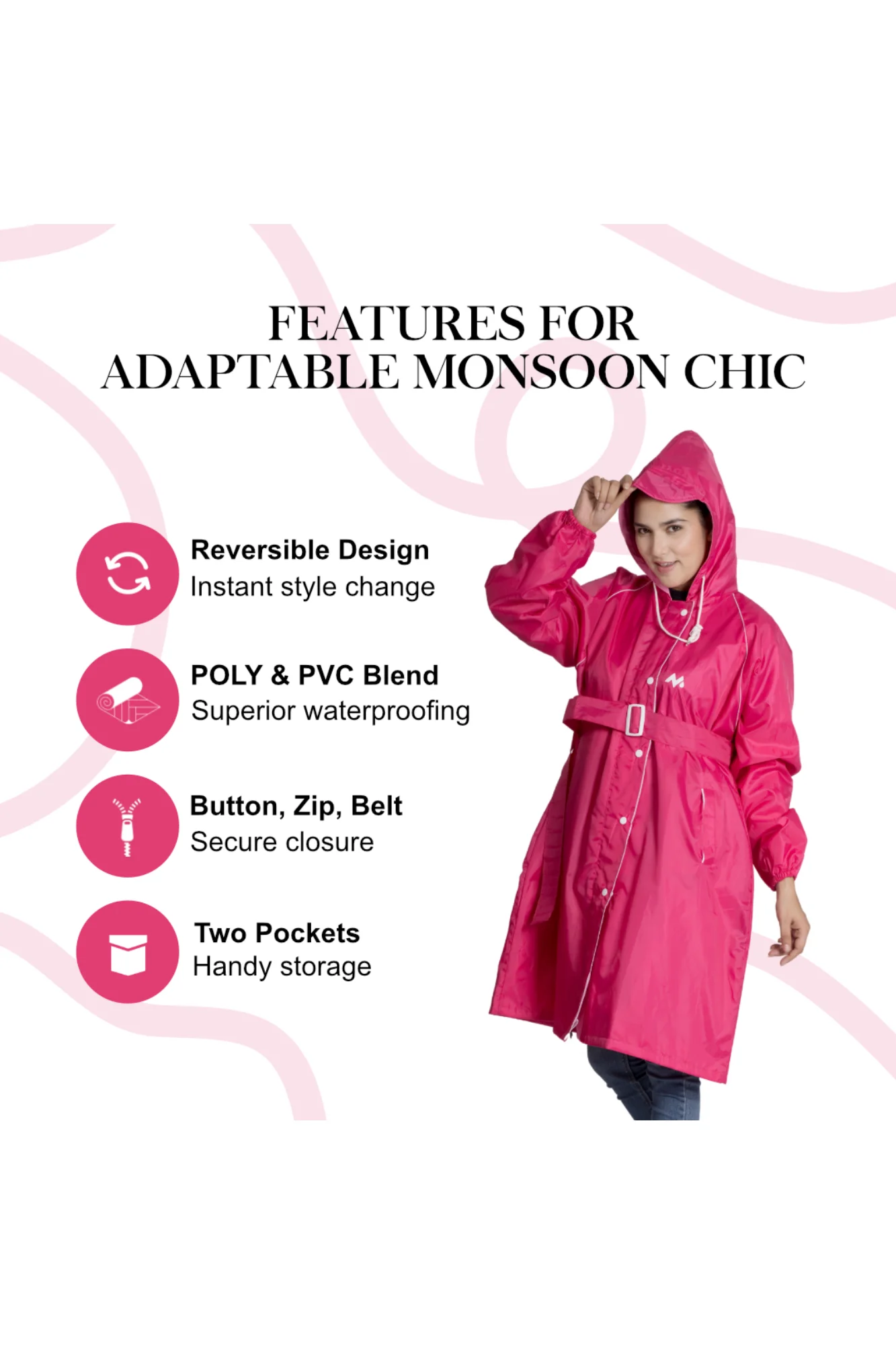 46W FEMINA Reversible Womens Short Raincoat - Image 52
