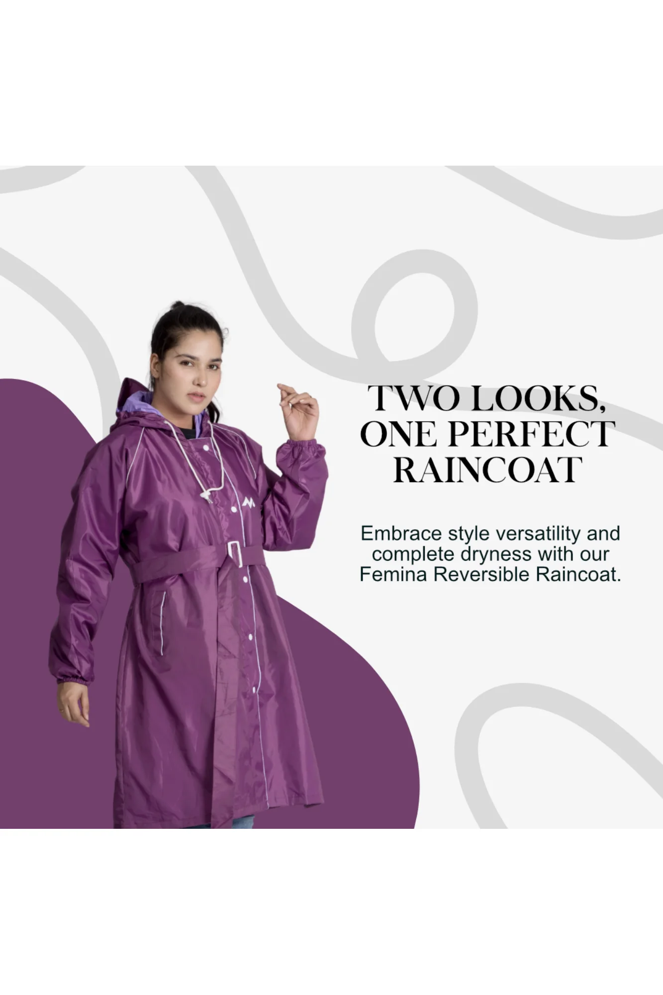 46W FEMINA Reversible Womens Short Raincoat - Image 55