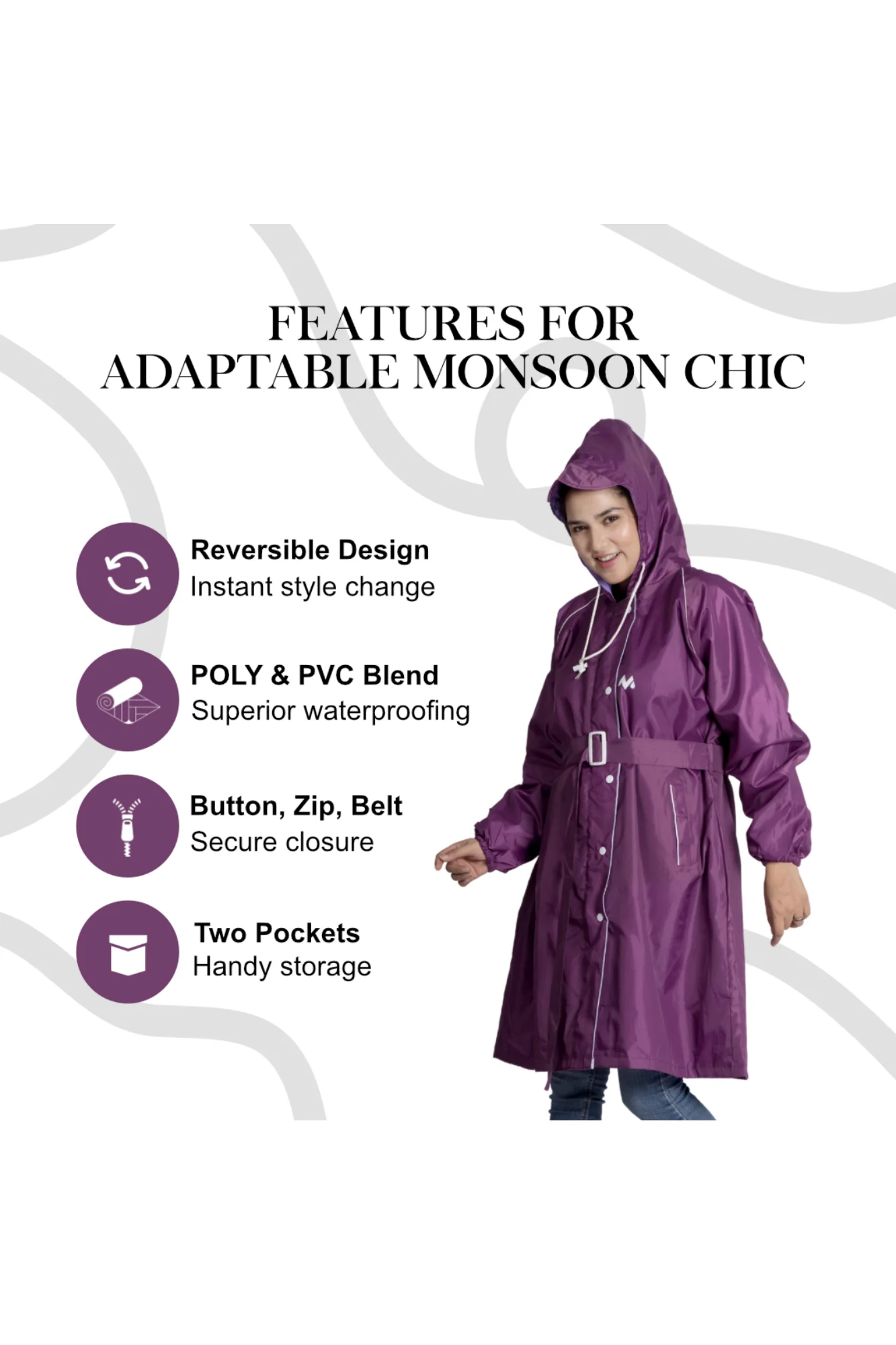 46W FEMINA Reversible Womens Short Raincoat - Image 56