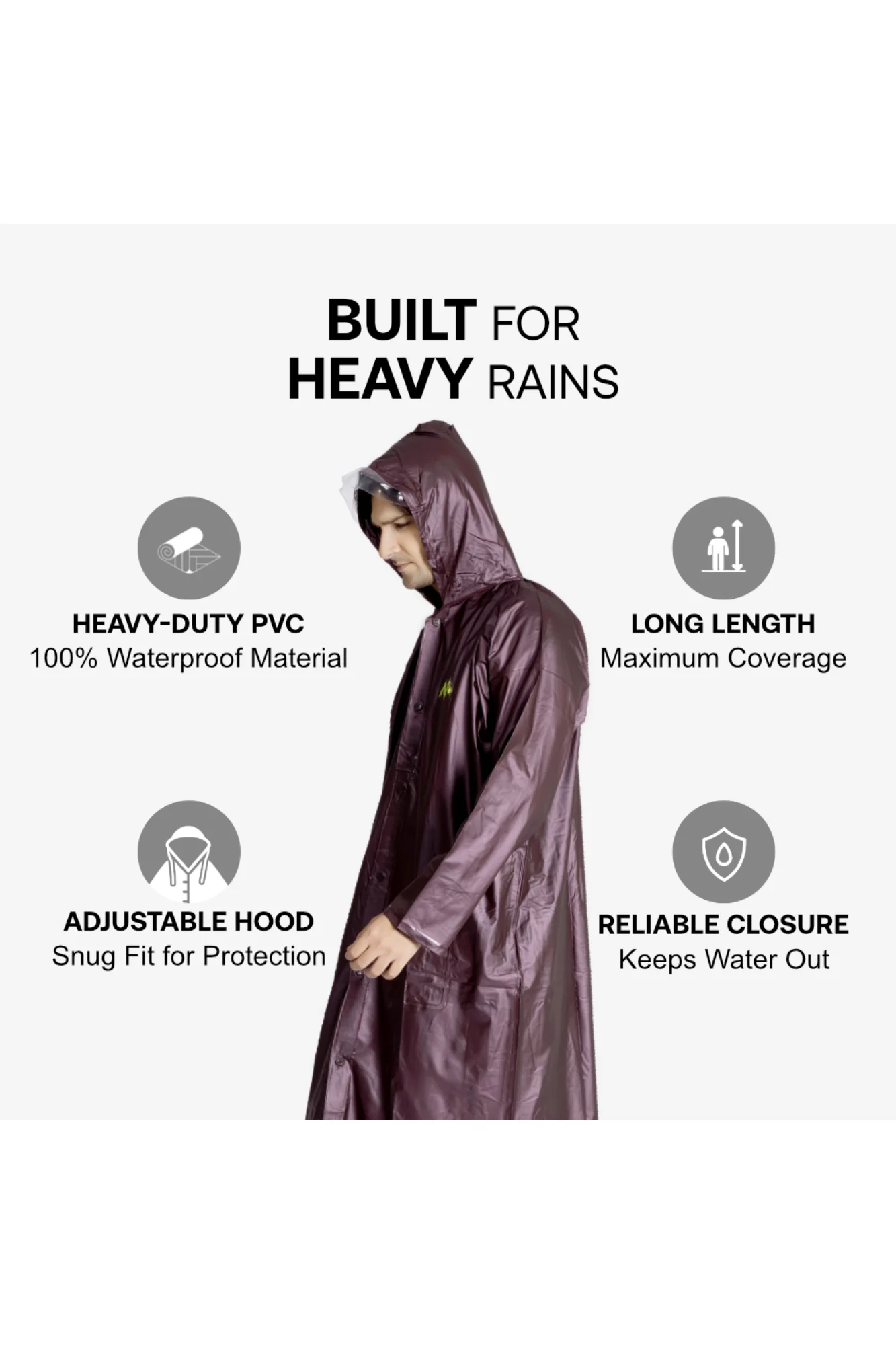 4M SUPREME Plain PVC Mens Raincoat - Image 25