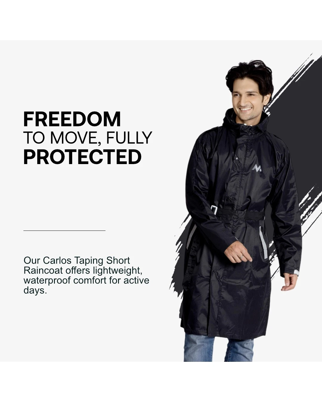 34M CARLOS Taping Short Raincoat - Image 2