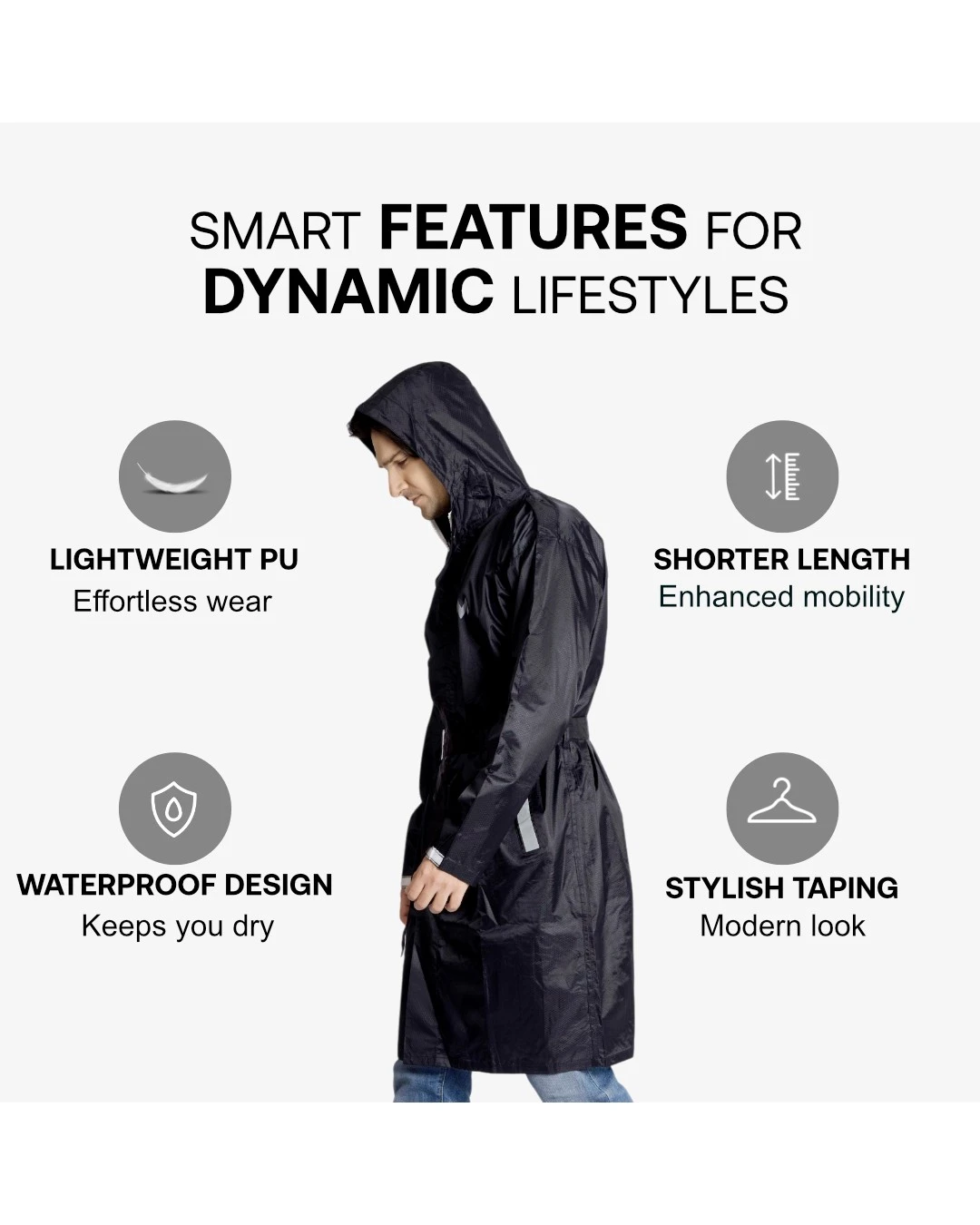 34M CARLOS Taping Short Raincoat - Image 3