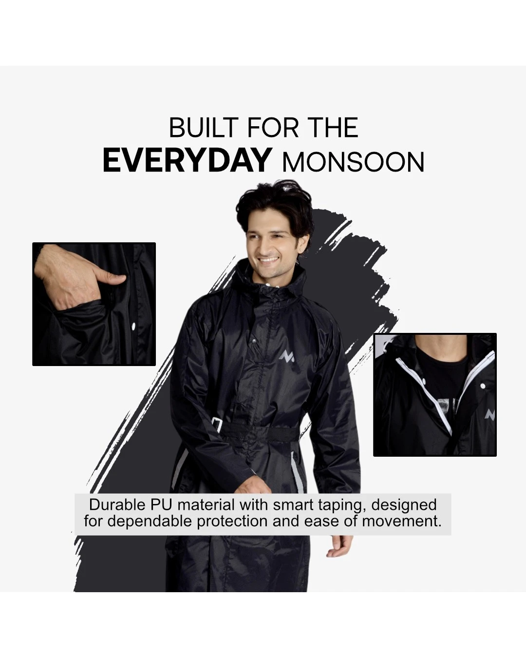 34M CARLOS Taping Short Raincoat - Image 4