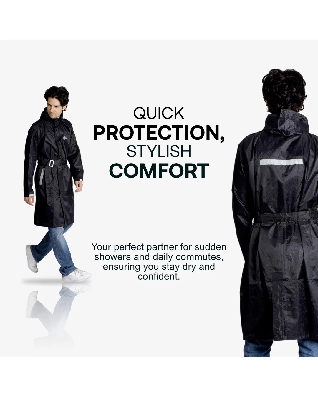 34M CARLOS Taping Short Raincoat - Image 5