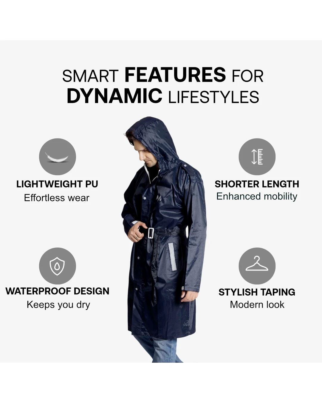 34M CARLOS Taping Short Raincoat - Image 7