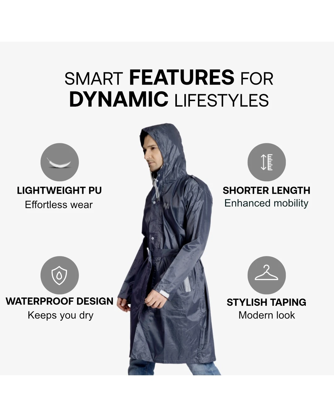 34M CARLOS Taping Short Raincoat - Image 15